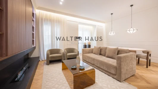 Exclusive designer home in a stately building in Castellana, Madrid.